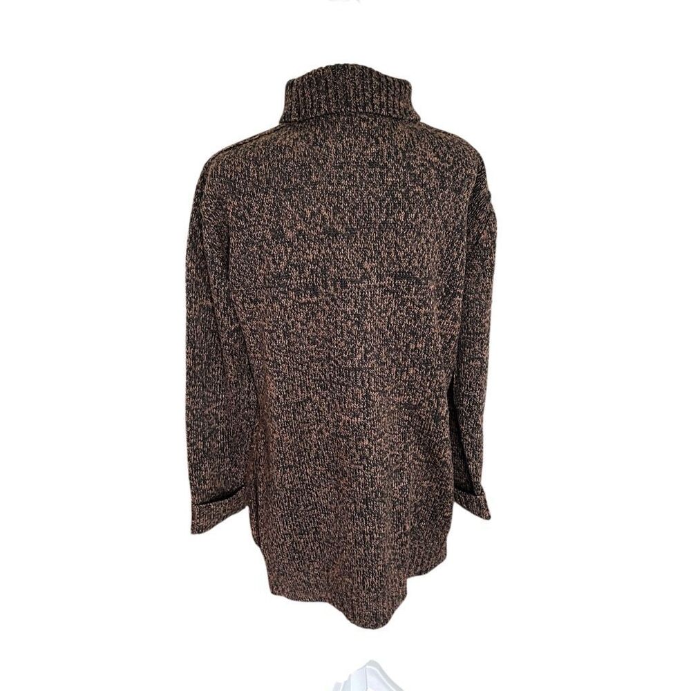 Burberry Brit Brown Marled Knit Tunic Sweater Cowl Neck Zip Pockets Size P - Picture 6 of 8